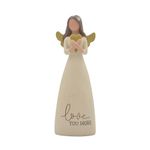 Blossom Bucket Love You More Heart Soft Cream 6 inch Resin Stone Collectible Angel Figurine