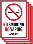 4pcs No Vaping No Smoking Sticker Signs | No Smoking or Vapor Sign for Business or for Home | Weatherproof Vinyl Decals, 7" x 10"