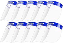 Requisite Needs Transparent Safety Face Shield Full Protection Cap Wide Visor | Easy to Clean | Protective Film MUST Be Peeled Off 10PK