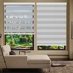 Zebra Roller Shades, Zebra Blinds for Windows,Custom Size Cordless Blackout Zebra Blinds,Dual Layer,Privacy Light Control for Day and Night,Window Blinds for Room,Office,Grey,46 3/4" W x 72" H