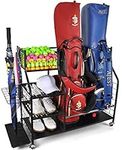 yamato Golf Organiser Storage Rack Extra Large Golf Club Organiser with Wheels For 2 Golf Bags Golf Equipment Accessories Perfect Golf Gifts