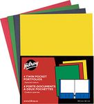 Hilroy 06042 Twin Pocket Portfolios, 11-3/4x9-1/2-Inch, 4/Pack, Assorted Colors