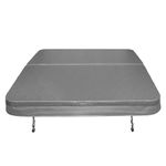 Hot Tub Cover Spa Lid 2m x 2m Square Grey Hard Top Weatherproof PVC Leather Foam 25KG/m3 Density Galvanised C-Channel UV Mildew Flame Resistant 4 x Lock Down Straps With Keys 6 x Lifting Handles