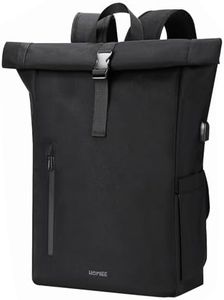 HOMIEE Sac à Dos Roll-Top pour Hommes et Femmes, Sac a Dos PC Portable 17 Pouces 24-30L, Sac à Dos Extensible pour Ordinateur Portable 17.3" Sac à Dos Loisir (Noir)