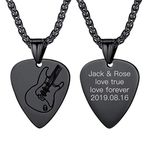 Suplight Black Guitar Pick Charm for Men Women Personalized Music Lover Jewelry Stainless Steel Rock Electric Guitar Bass Pendant Necklace