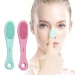 Episkey 2 Pcs Silicone Face Cleaner Blackhead Remover Brush Cleanser Nose Pore Brush Finger Scruber Tool Facial Skin Cleaner Massage Brush