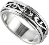 Epinki 925 Sterling Silver Ring for Men, Vintage Leaf Wedding Promise Rings Size 10.5