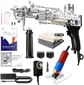 Justuft Rug Tufting Gun with Carpet Trimmer Kit 2 in 1 Rug Gun Machine Starter Kit with Rug Shaver Carpet Making Rug Punch Supplies with Cloth (Black)