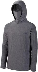 BASSDASH UPF 50+ Men’s Long Sleeve Fishing Shirt with Mask UV Neck Gaiter Hoodie Heather Grey