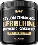 Berberine Supplement 8750mg Turmeric Curcumin 1500mg Green Tea 1500mg & More - Support Heart Health, Body Management & Immune System - 90 Capsules for 3 Months