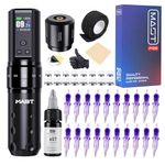 Mast Tattoo Fold2 Pro Wireless Tattoo Gun Rotary Pen Machine, Powerful Motor by Mcore, Smart Display, 7 Strokes Length for Pro Artists (Kit)