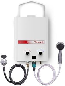 TOPWISH Portable Tankless Water Heater Propane, 5L 1.45 GPM Outdoor Gas Propane Water Heater, Instant Water Heater with Handle for RV, Camping, Barns, Trips Boat Cabins, White