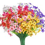 12 Bundles Artificial Flowers for Decoration, Fake Flowers for Outdoor Indoor, Hanging Baskets Artificial Flowers, Plastic Faux Flowers for Home Garden Window Wedding Party Decor - 6 Colours