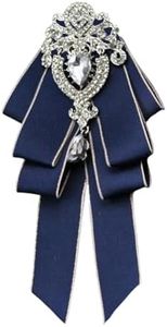 JKQBUX Bowknot Rhinestone Fashion Ribbon Bow Brooch Pre-Tied Bow tie for Men Women Neck Tie Christmas Wedding Party Ceremony, 19*8CM, Aluminum, crystal