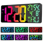 XREXS 18 Inch Digital Wall Clock Large Display, 10 RGB Color Changing Extra Large Digital Wall Clock with Remote Control, Date, Temp/Humidity, Auto Dimming Digital Alarm Clock for All Large Spaces Use