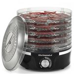 Elite Gourmet Food Dehydrator, 5 BPA-Free Stackable Trays for Jerky Herbs Fruit Veggies Snacks, Black