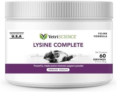 VetriScience Ultimate Strength Lysine Immunity Health Powder for Cats & Kittens, Supplement for Allergy & Nasal Support, Sneezing, Runny Nose & Watery Eyes, Chicken & Cheese Flavor, 60 Count -New Look