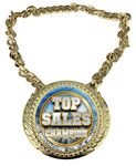 Express Medals Top Sales Award Champ Chain Trophy with a Center Plaque Plate Measuring 6 by 5.25 Inches and Includes a 34 Inch Chain with Black Velvet Presentation Bag.