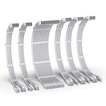 EZDIY-FAB PSU Cable Extension Kit,16AWG Power Supply Extension Cable,1x24Pin/2x4+4 EPS/3x6+2 PCI-E,Custom PC Sleeve Cable 300MM with Combs-All White