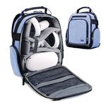 USA Gear VR Headset Case - Virtual Reality Backpack with Customizable Interior Compartments Compatible with VR Gaming Headset, Controllers, and More Virtual Reality Gaming Accessories - Blue