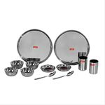 Sumeet Stainless Steel Solid Heavy Gauge Mirror Finish Dinner Set Of 12 Pcs (2 Plate, 2 Small/Halwa Plate, 4 Bowl/Wati, 2 Glass, 2 Spoon)