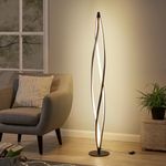 AManLife Floor Lamp,LED Floor Lamps for Living Room,40W - 2500LM - 3Color Bright Remote Dimmable Standing Lamp,53" Spiral Black Modern Floor Lamp for Living Room Bedroom Office Dining Room.