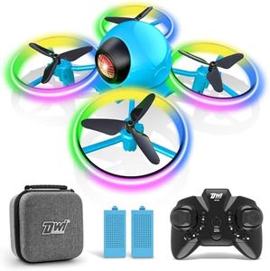 Dwi Dowellin 10 Minutes Long Flight Time Mini Drone for Kids with Blinking Light One Key Take Off Spin Crash Proof RC Nano Quadcopter Toys Drones for Beginners Boys and Girls with Carrying Case, Blue