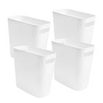 White Trash Can with Handle,4 Pack Small Trash Bin,Slim Garbage Can,1.5 Gallon Waste Basket for Office, Kitchen, Livingroom, Bathroom, Bedroom