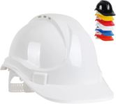 Blackrock White Hard Hat, Safety Helmet, Hard Hats Construction, Hardhat, PPE, Construction Helmet, Mens Womens Childs Multi-Position 6-Point Adjustable, Builders, Work Safety Equipment & Gear