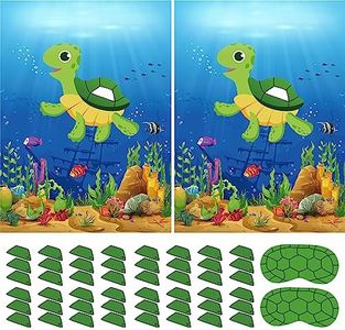 ASTARON 2 Sets Pin The Shell on The Turtle Game Ocean themed Birthday Party Supplies Decorations for Kids 2 Large Posters 21"x 28" with 48pcs Stickers Under The Sea Birthday Party Wall Home Decor