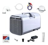 Rexhan Portable Air Conditioner, 4800 BTU, 12V/24V/230V Caravan Air Conditioner, Travel, Camping, Motorhome, Outdoor Cooler, 4 in 1 Dehumidifier, Cooler, Fan, Digital Display, Remote Control, R290