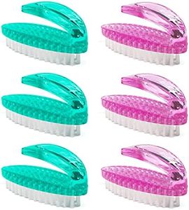 AMERWASH PLUS Handle Grip Nail Brush for Cleaning Fingernails Hands & Under Nails, Stiff Bristle Mechanic Scrub Brush Cleaner for Men Women, Pedicure Scrubbing Tool Kit (3 Pink + 3 Green)