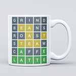 Coffee Wordle Word Game Large Heavy Duty Ceramic Novelty Funny Coffee Mug, Cup for Men & Women, Girls & Boys – Gift for Birthday, Leaving, Teacher, Christmas, Congratulations