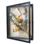 GraduationMall Black 13"x16"(33x40cm) Shadow Box Frame Door Display Case with Linen Back,Wedding Memorabilia Bouquet Medals Photos Memory Box for Keepsakes