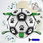 SUNFATT Dog Soccer Ball,Dog Ball,Floatable Squeaky Ball and Built-in Dog Bell for Dog Chasing and Aerial Ball Catching,Unchewable Interactive Dog Toys from 17 to 66.2 lbs.Comes with Air Pump.