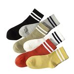 YUWEIGIFT 6 Pairs Cotton Colorful Retro Thin Striped Socks for Men & Women，Women Crew Socks，All Season Socks for Women