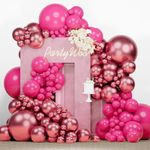 PartyWoo Magenta Balloons, 138 pcs Magenta and Metallic Dark Pink Balloons Different Sizes Pack of 18 Inch 12 Inch 10 Inch 5 Inch for Balloon Garland or Arch as Birthday Decorations, Party Decorations