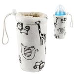 UPIQNG 2Pcs Infant Bottle Cover Thick lambswool Keep Warm Baby Drinking Sleeve with Lanyard Baby Glass Bottle Insulator Soft Baby Bottle Protector, White