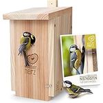 wildtier herz I Nesting Box for Cabbage Tits, Wild Birds - Weatherproof, Made from Untreated Wood - Birdhouse, Nesting House I Including Guide & Ground Calendar