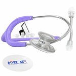 MDF Acoustica Lightweight Stethoscope for Doctors, Nurses, Students, Home Health Use, Adult, Dual Head, Pastel Purple Tube, Silver Chestpiece-Headset, MDF747XP07