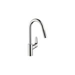 hansgrohe Focus Chrome High Arc Kitchen Faucet, Kitchen Faucets with Pull Down Sprayer, Faucet for Kitchen Sink, Magnetic Docking Spray Head, Chrome 04505000