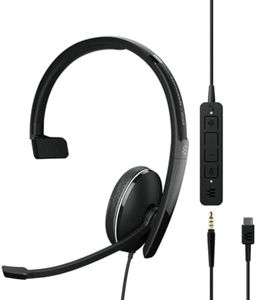 EPOS | Sennheiser Adapt 135T USB-C II (1000904) - Wired, Single-Sided Headset - 3.5mm Jack/USB-C Connectivity, MS Teams Certified-UC Optimized-Superior Sound-Enhanced Comfort-Call Control - Black