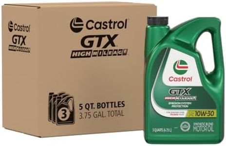 Castrol GTX High Mileage 10W-30 Synthetic Blend Motor Oil, 5 Qt, Pack of 3