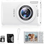 Digital Camera Vlogging Camera 32GB Card 4K Video 2.8" Big Screen Portable Compact Travel Camera White Color
