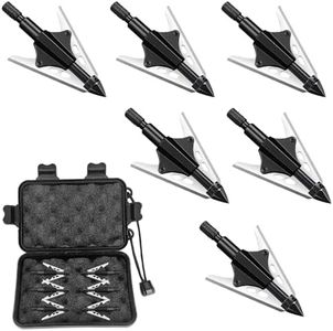 Gracfulcub 100gr Broadheads Crossbow, Beast Broadheads 6PK Archery Broadheads, Stainless Steel 3-Blade Fixed Blade Arrow Tips for Crossbow & Compound Bow (Black)