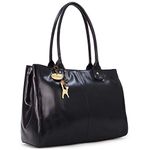 Catwalk Collection Handbags - Women's Large Vintage Leather Tote / Shoulder Bag - KENSINGTON - Black