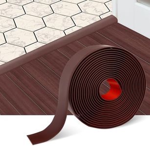 Floor Transition Strip Floor Cover Strips Self Adhesive Flooring Transitions Laminate Floor Strip 3" Wide Vinyl Floor Flat Divider Strip (7.5cm, 10Ft, Brown)