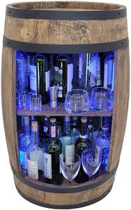 weeco Mobiletto bar a barile in legno con illuminazione a LED RGB, Minibar a forma di botte. Armadietto con ripianoper vini whisky - botte tavolo.Un uomini, Botte per Vino (wengé)