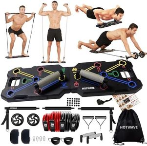 HOTWAVE Portable Workout Equipment with 23 Gym Accessories.14 in 1 Push Up Board Fitness,Resistance Bands with Ab Roller Wheel,Exercise at Home Men and Women