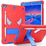 BENTOBEN for iPad 9th Generation Case, iPad 8th/7th Generation Case, iPad 10.2 2021/2020/2019 Case, Heavy Duty Rugged Shockproof Protective Cover with Stand Pen Holder Children Boys, Bright Red